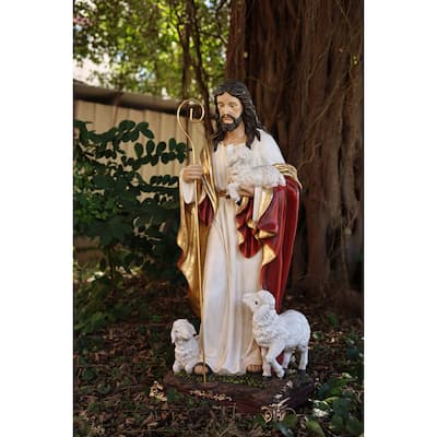 Good Shepherd Jesus Outdoor Garden Patio Statue - 40"