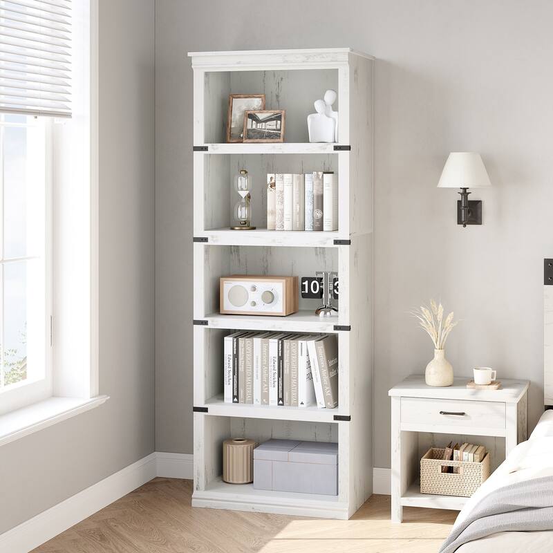 5-Shelf Bookcase, Modern Floor Standing Display Storage Shelves