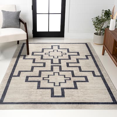 JONATHAN Y Raita Medallion Textured Weave Machine Washable Area Rug