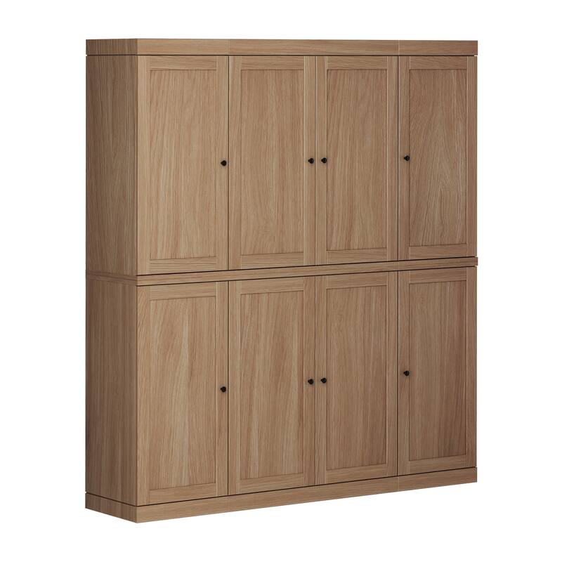 Palace Imports Premium 100% Solid European Oak Hardwood Modular Dining Room Cabinet with Shaker Doors - 64" Wide, 71.5" Tall