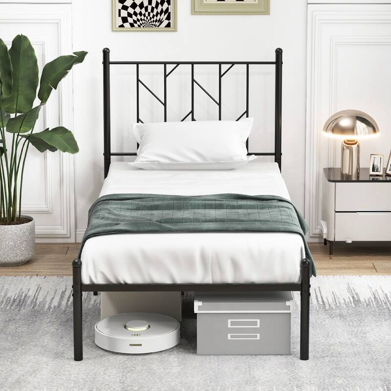 Costway Full/Qween/Twin Size Metal Platform Bed Frame Vintage