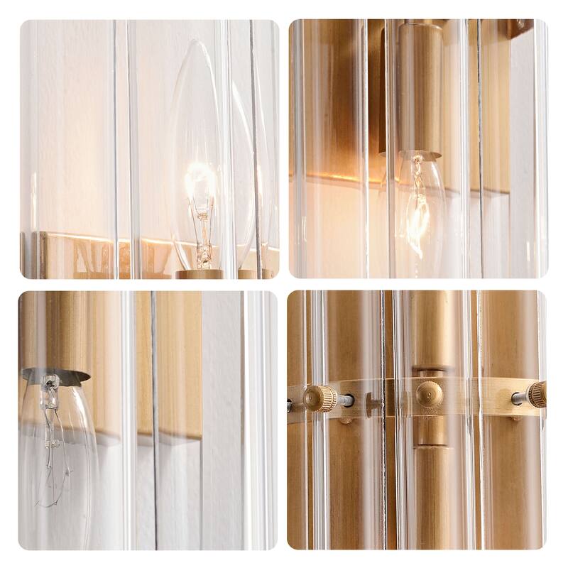 Casandra 2-Light Crystal Glass Bar Wall Sconce - 6 inches W x 15 inches H x 4 inches D