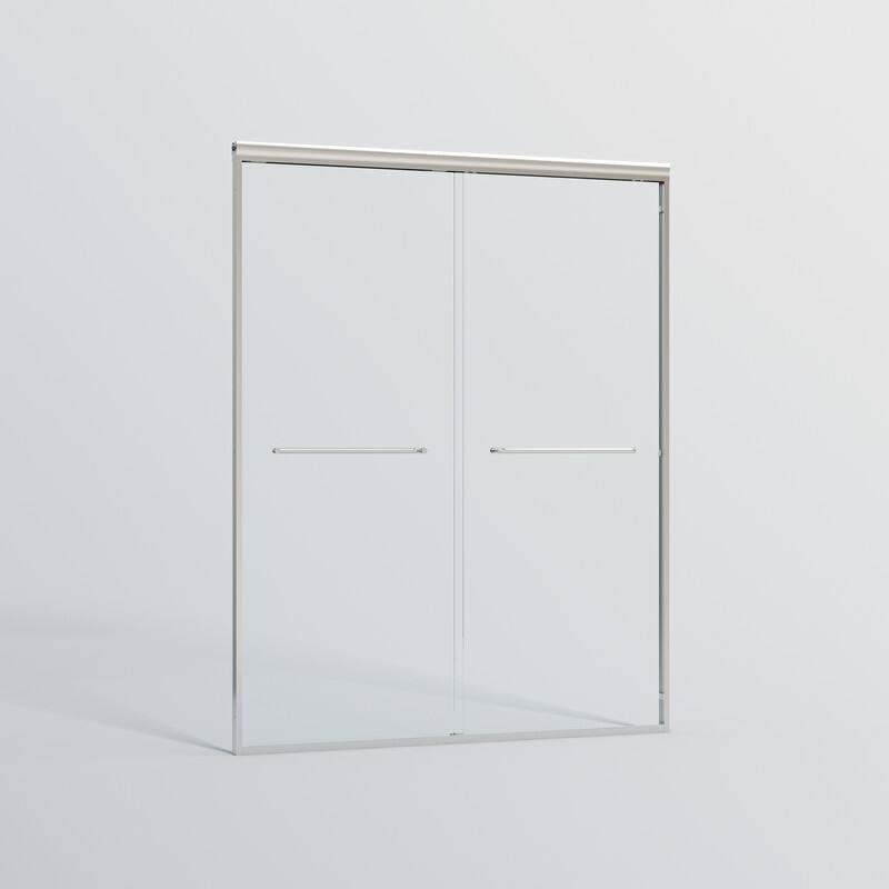 ABRUZZO 44-48" W x 72" H Semi-Frameless Double Sliding Tempered Glass Shower Door with Dual Towel Bars
