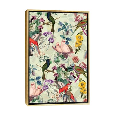 iCanvas "Floral And Birds VIII" by Burcu Korkmazyurek Framed Canvas Print
