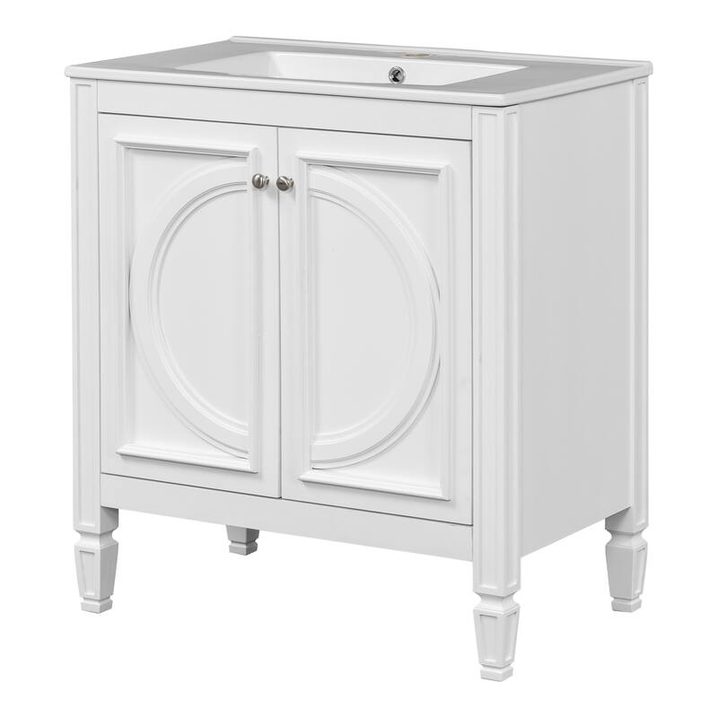 30" Bathroom Vanity with Sink, Two Doors with Shelf, Soft Close Door Hinges, Vintage Style