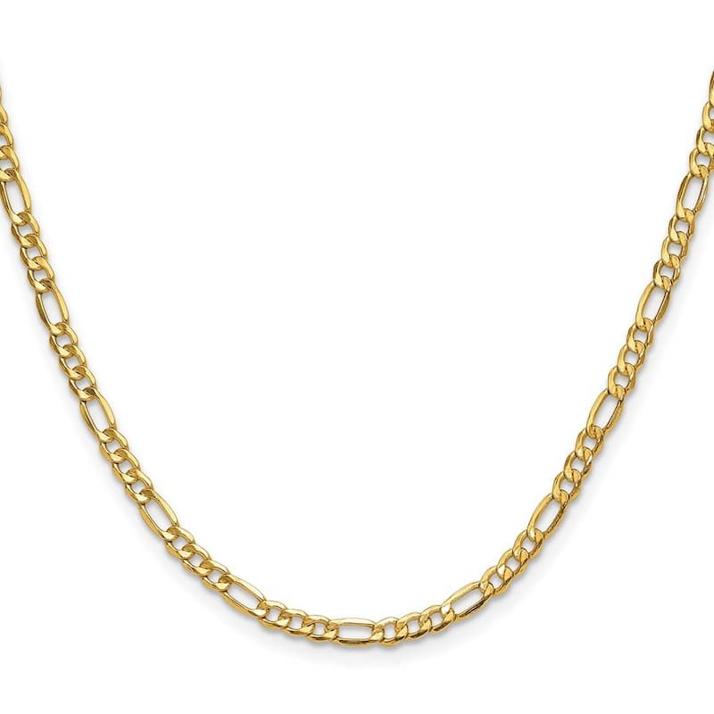 Curata 14k Yellow Gold 3.5mm Figaro Chain Necklace for Men (Lobster)