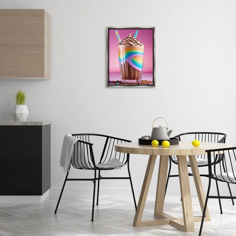 Stupell Rainbow Hued Milkshake Framed Floater Canvas Wall Art Design By Tabz Jones