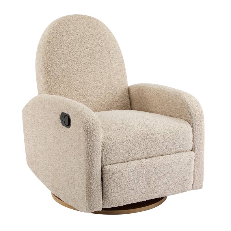 Contemporary Design 360 Swivel Boucle Glider Recliner Chair