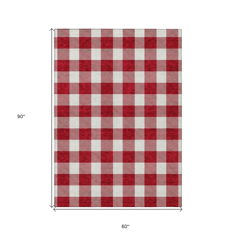 HomeRoots Plaid Transitional Rectangle Outdoor Rug