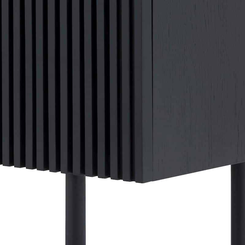 Pasadena 66" Black Oak Wood 4 Door Sideboard Buffet Cabinet