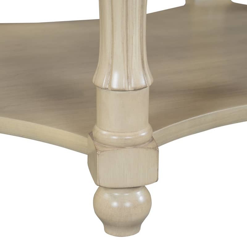 Vintage 45" Oval Coffee Table with Drawer and Storage Shelf, Elegant French Country Living Room Accent Table