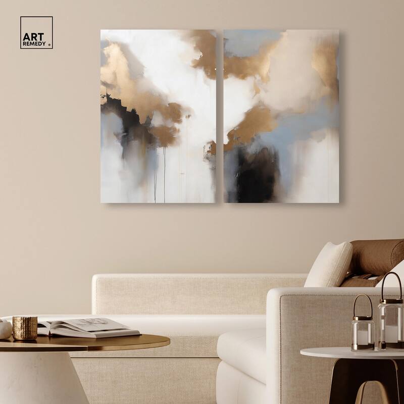Golden Nebula Canvas Set of 2 by Art Remedy, Gallery Wrapped