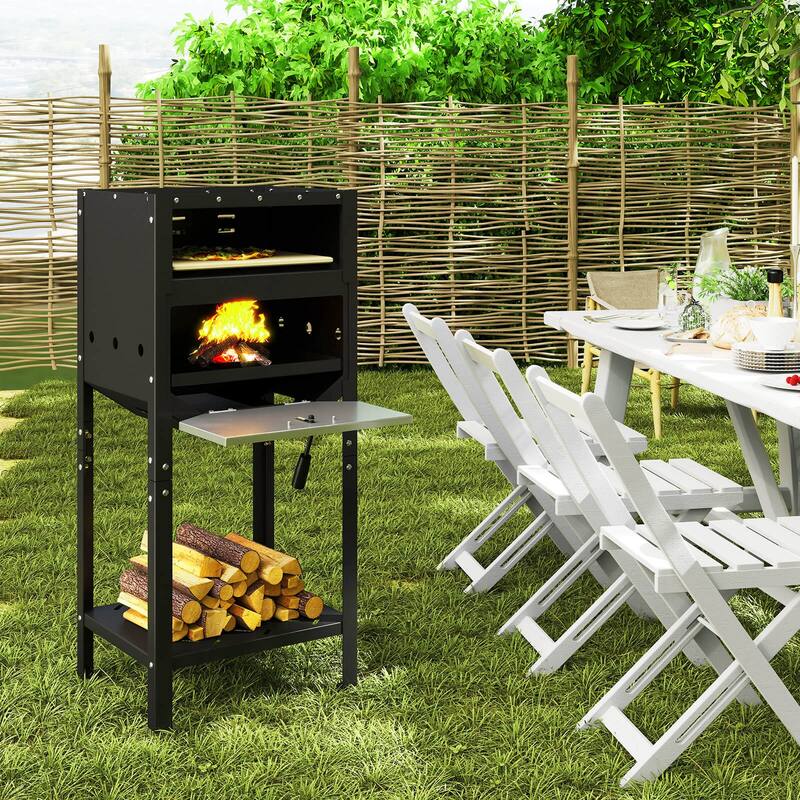 Costway 12" Outdoor Pizza Oven with Ash Tray & Wood Storage Pizza - See Details