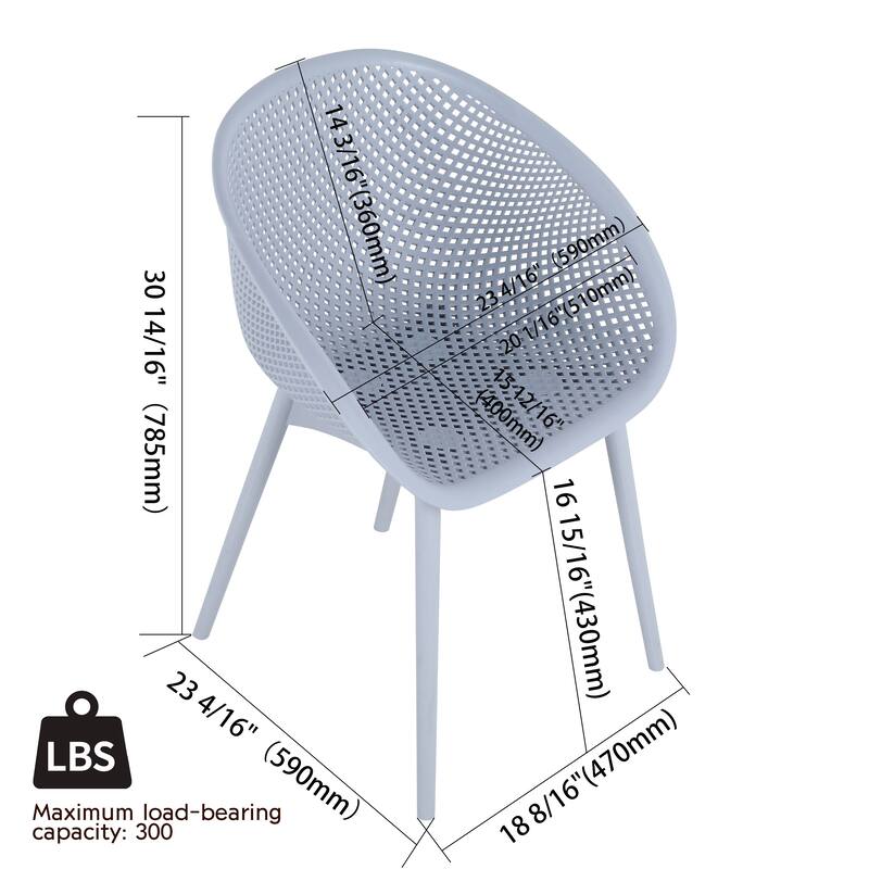 2-Pack Modern Lounge Chairs - Indoor/Outdoor All-Weather PP Plastic, Lightweight & Stackable for Patio, Beach, Living Room