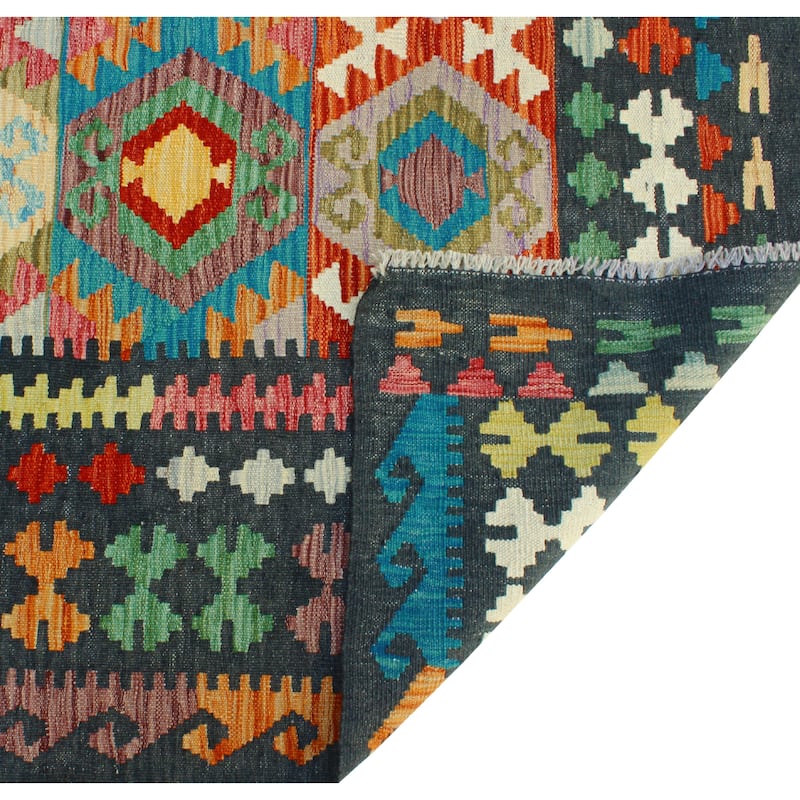 Flatweave Norwood Black/Turquoise Rug - 8'2" x 11'8"