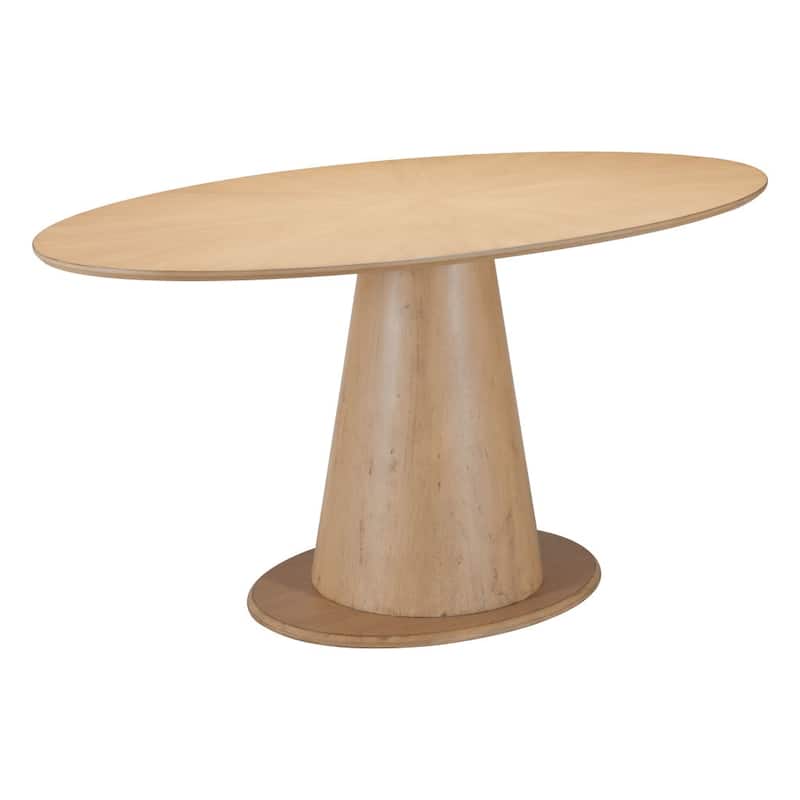 HomeRoots 71" Natural Solid Wood Pedestal Base Oval Dining Table - 71.00 in. x 30.30 in. x 40.00 in.