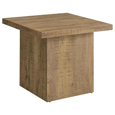 23.5 in. Mango Brown Square Wood End Table, Sturdy Build End Side Table for Living Rooms