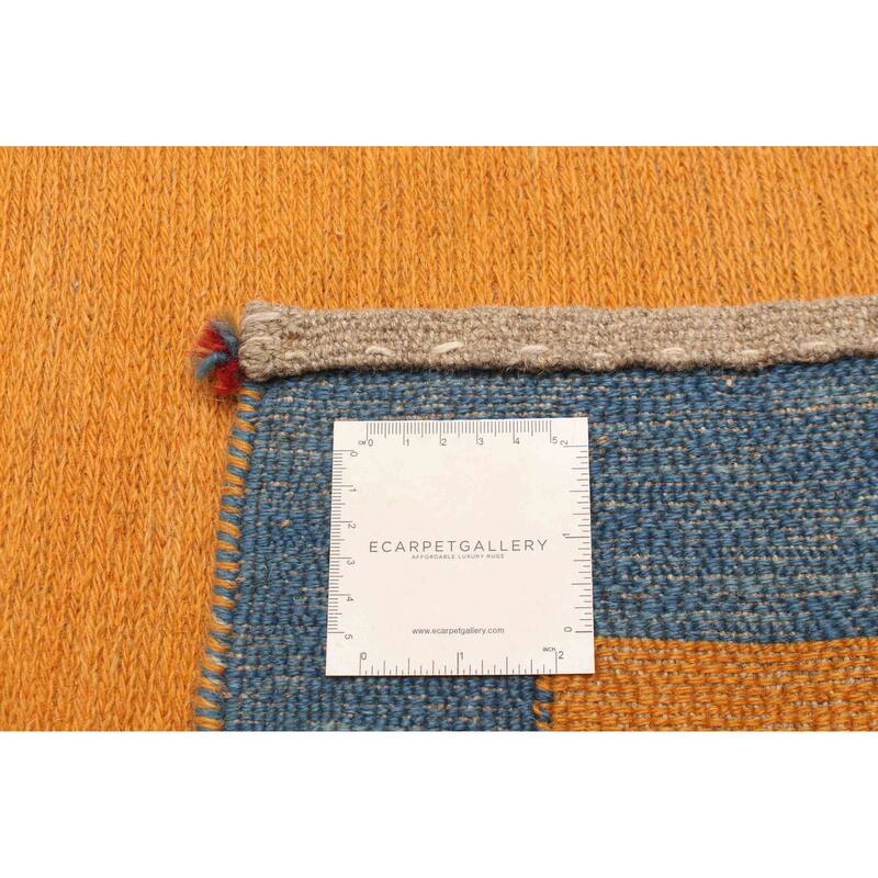 ECARPETGALLERY Flat-Weave Kashkuli Light Orange Wool Tapestry Kilim - 4'2 x 6'1