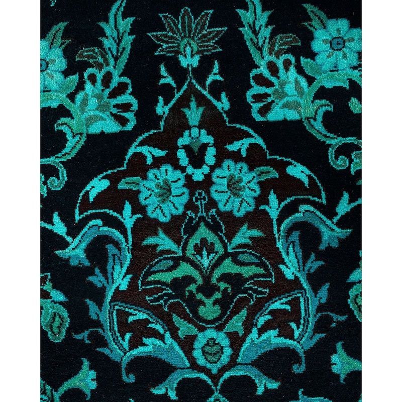 Overton Handknotted Wool Vintage Inspired Contemporary Overdyed Black Area Rug - 18' 3" x 12' 1"