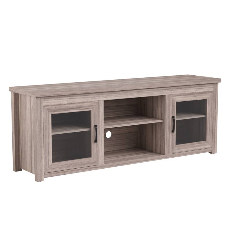 Classic TV Stand for up to 80" TVs-Glass Fronted Doors-Modern Finish