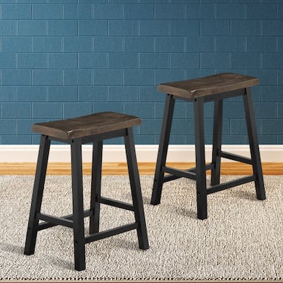 24" Height Set of 2 Home Kitchen Dining Room Bar Stools - 17.5" x 14" x 24" (L x W x H)