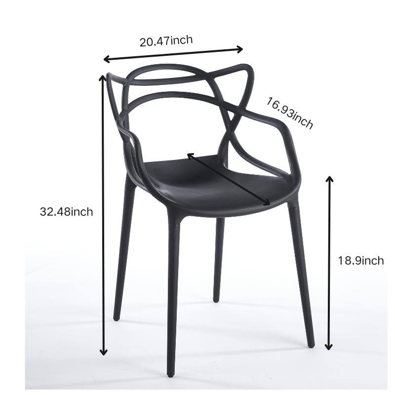 Plastic Dining Chairs Set of 4, Transparent Design Modern Kitchen Office