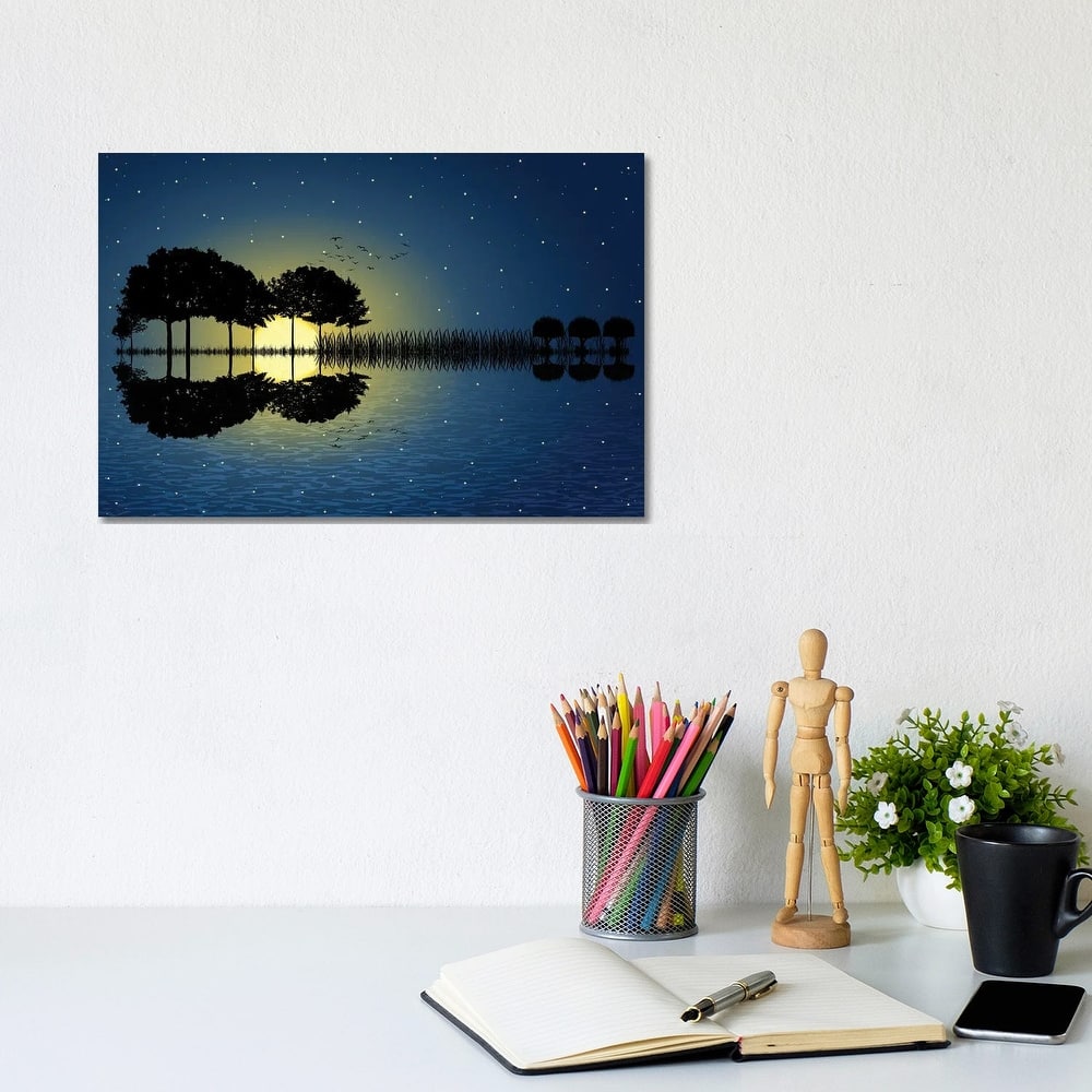 iCanvas "Guitar Island Moonlight" by psychoshadow Canvas Print