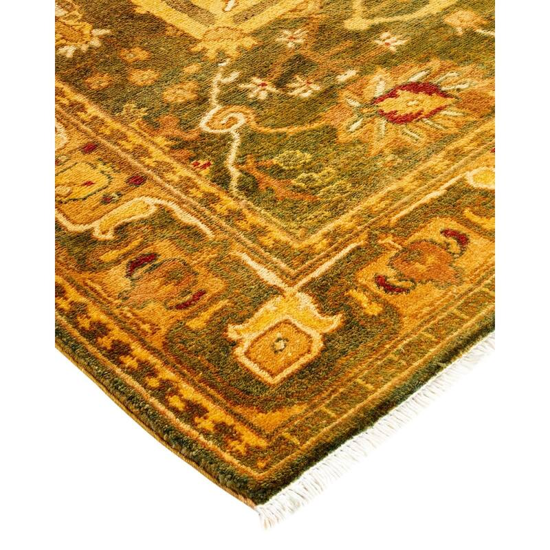Overton Hand Knotted Wool Vintage Inspired Traditional Ottoman Gold Area Rug - 4' 1" x 6' 2"