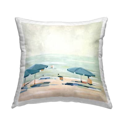 Stupell Coastal Summer Beach Shore Scenery Printed Throw Pillow Design by Emma Scarvey