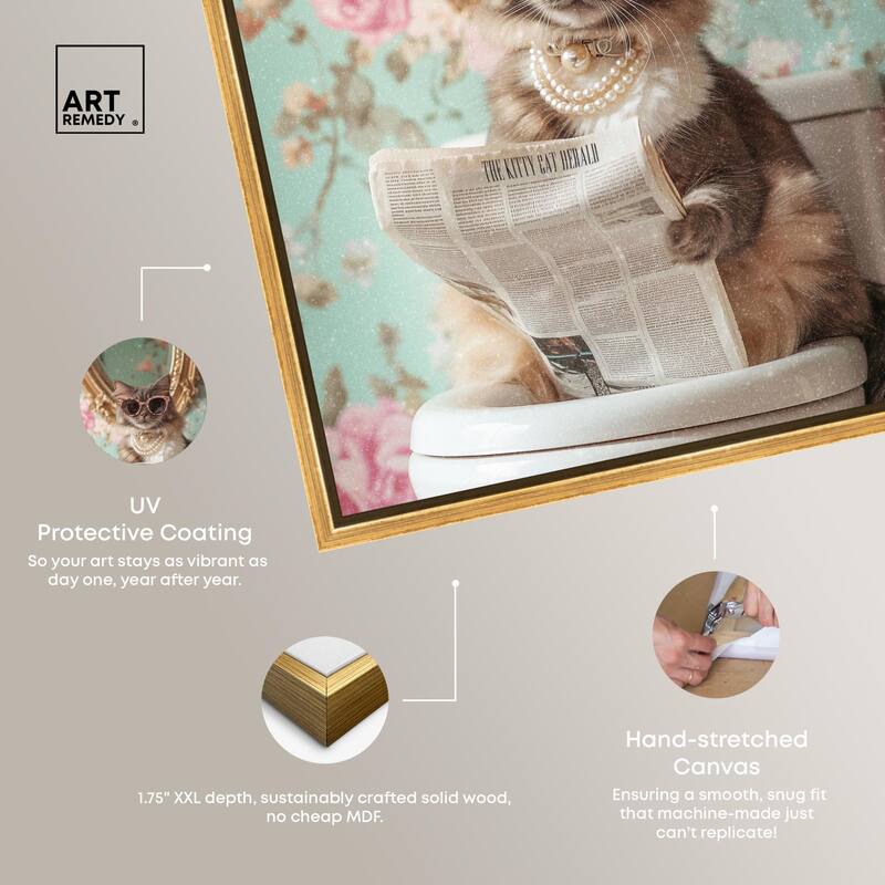 Ornate Kitty Toilet Time Canvas by Art Remedy