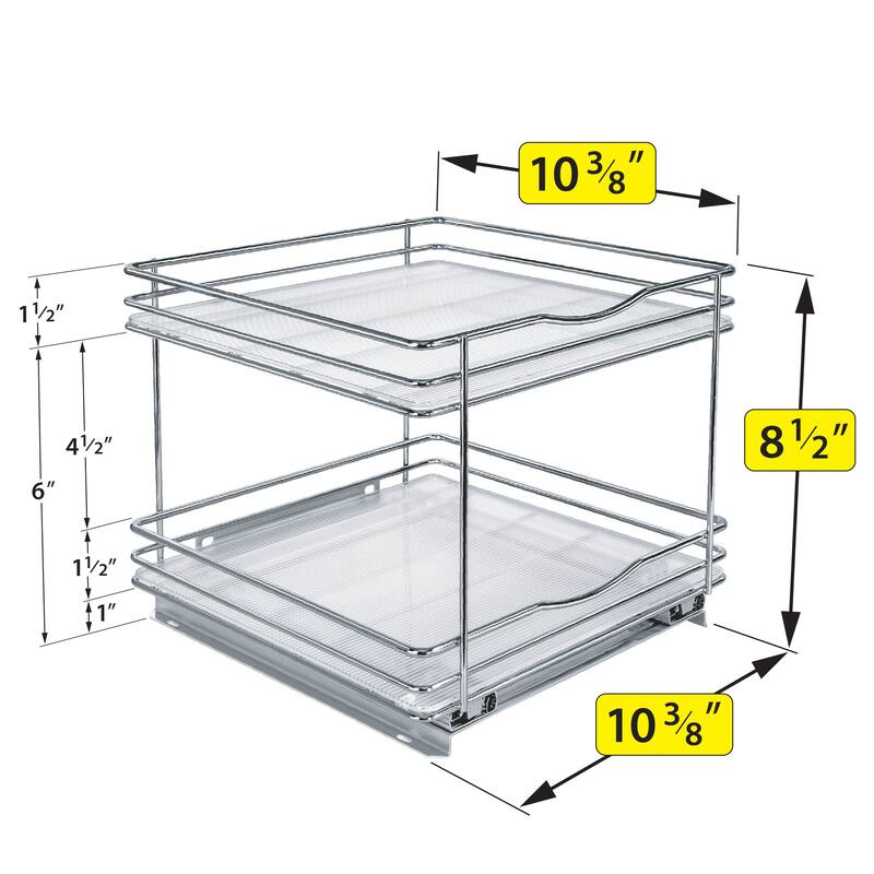 LYNK PROFESSIONAL® Pull Out Spice Rack Organizer for Cabinet - 10-1/4 inch Wide - Lifetime Limited Warranty - 2 Tier, Chrome
