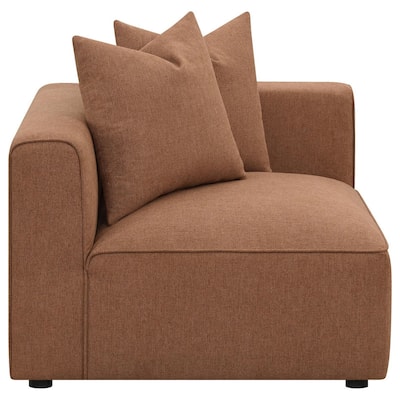 Hani 39 Inch Modular Corner Wedge, Trillium Polyester, 2 Pillows, Brown