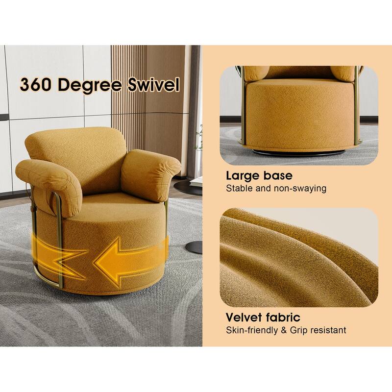 360 Degree Square Swivel Accent Sofa Chair, Orange, Foam+Spring, 30x29x36 inches
