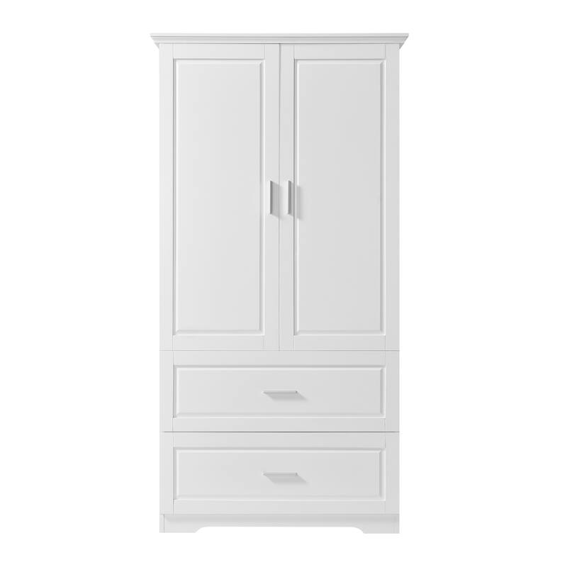 Tall Bathroom Cabinet Storage Cabinet with 2 Doors, 2 Drawers, 3 Open Shelves and Ajustable Shelves for Kitchen Entrance Bedroom