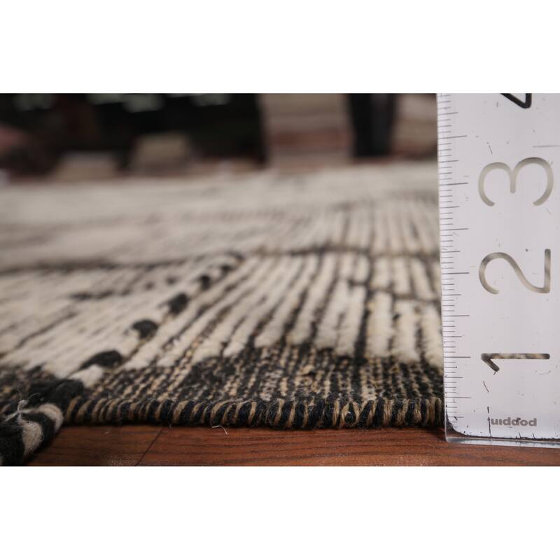 All-Over Abstract Moroccan Area Rug Handmade Modern Wool Carpet - 7'10"x 11'10"