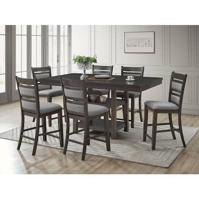 Wooden Counter Dining Set, Expandable Butterfly Leaf Table with Storage
