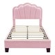 preview thumbnail 48 of 53, Twin/Full Size Upholstered Bed Frame, Flower-Shape Headboard with LED Light Strip, Sherpa Fabric Platform Bed