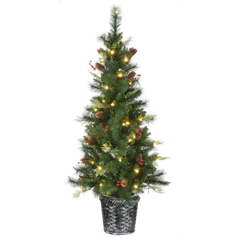 National Tree Company 5 ft. Buzzard Pine Entrance Tree with LED Lights - 5 Foot