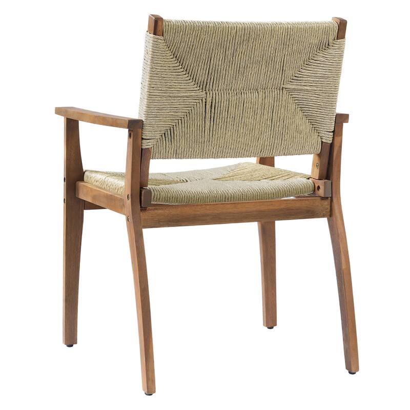 Christopher Knight Home - Outdoor Acacia Wood Dining Chair with Handwoven Wicker Seat (Set of 2)