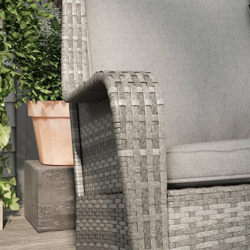 Outsunny Outdoor Wicker Rocking Chair Set of 2 with Wide Seat, Thick Cushions, Rattan Rockers with Steel Frame, High Weight