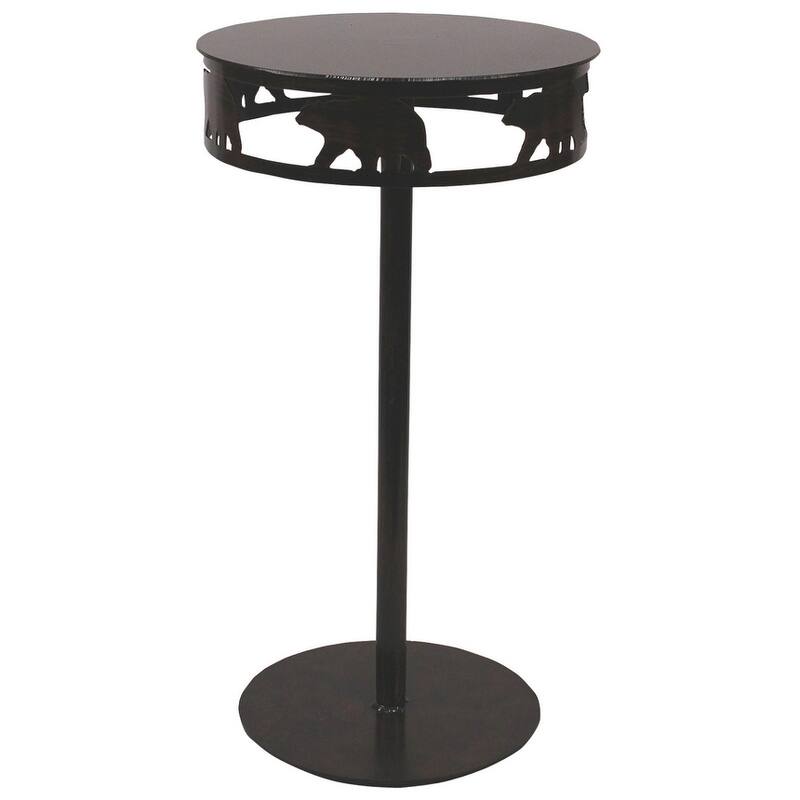 Rustic Round Drink Table with Band - Bears