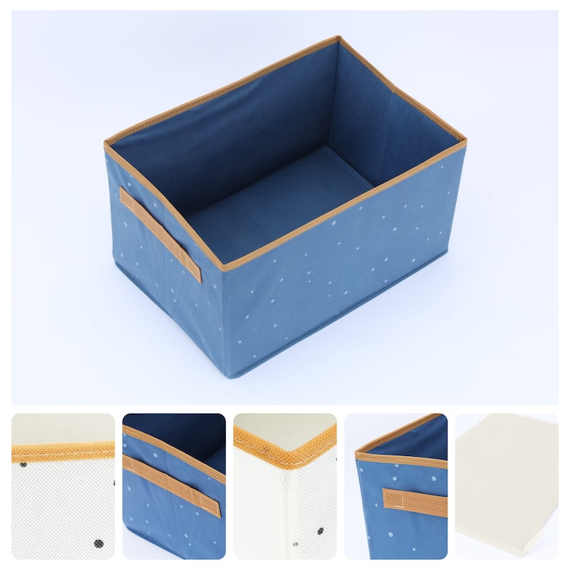 Storage Cube, Fabric Collapsible Storage Basket w Handles for Closet - 14x10x8" - Blue