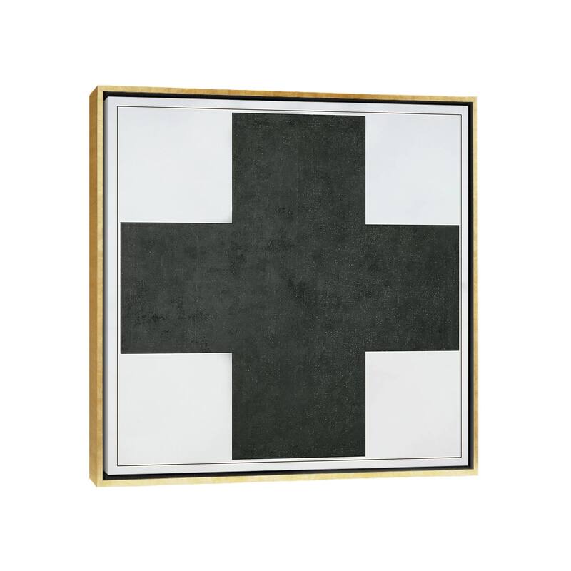 iCanvas "Black Cross, c.1923 " by Kazimir Severinovich Malevich Framed Canvas Print - Gold - 37x37