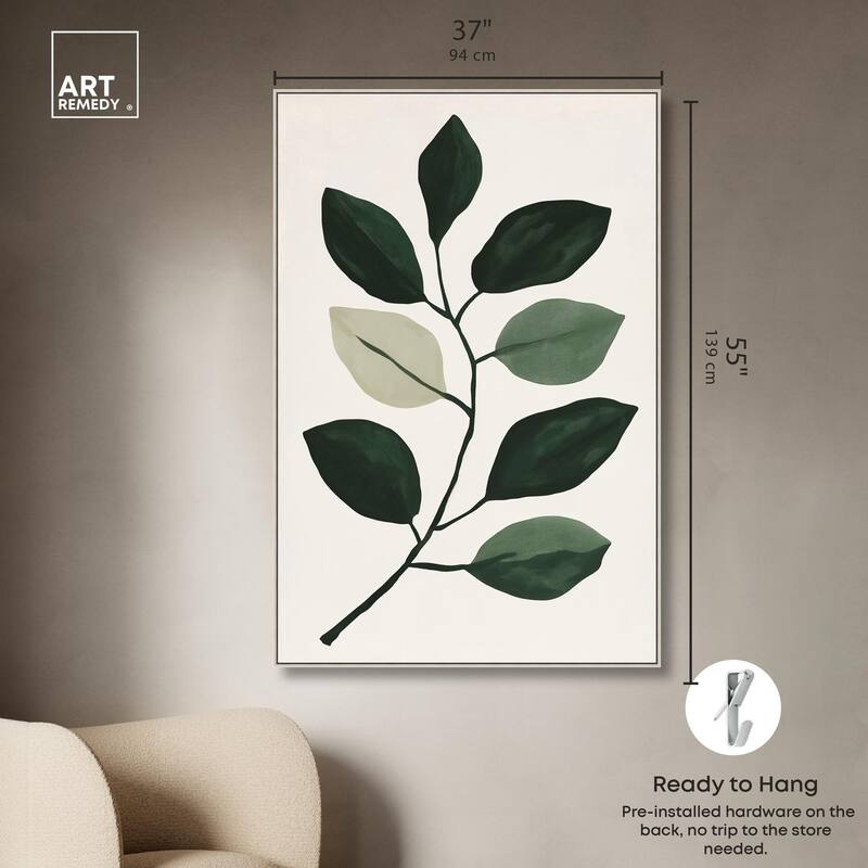 Green and Grey Branch II Canvas by Art Remedy