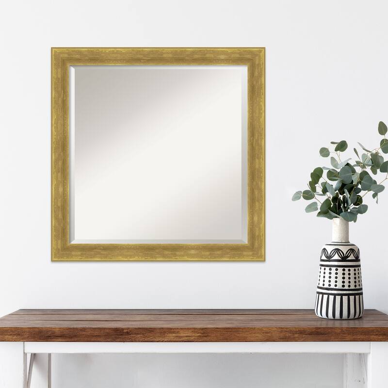 Angled Beveled Wood Framed Wall Mirror