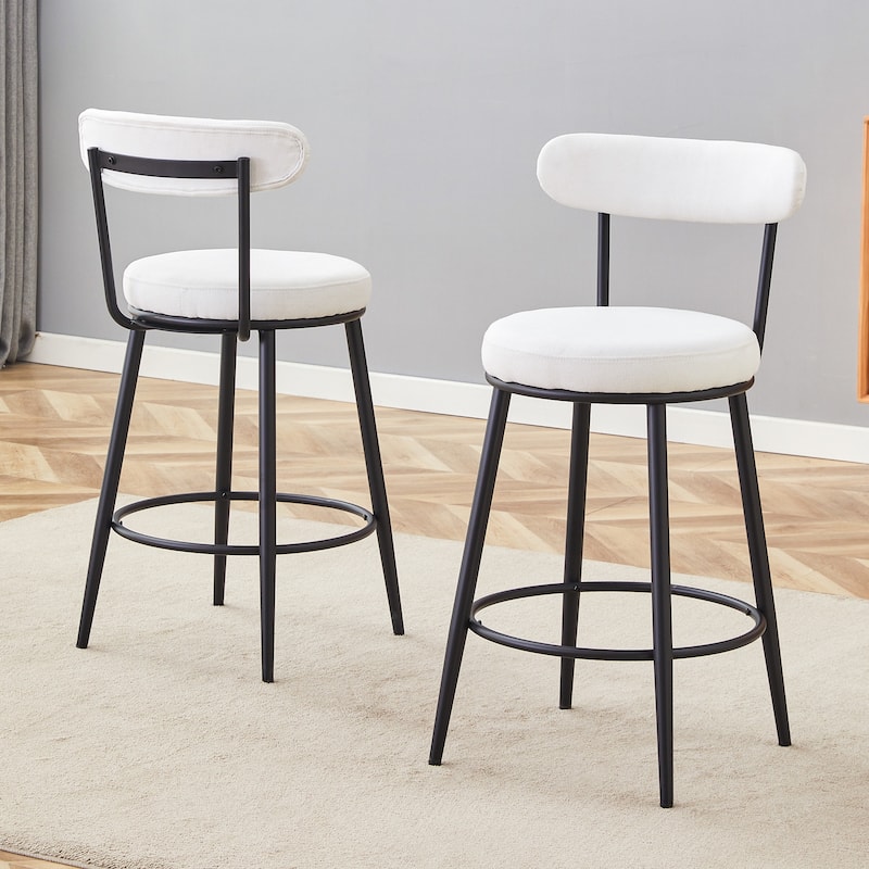 Fashionable and Comfortable - Two Sets of Ergonomic High Legged Bar Chairs,With White Fabric Cushions