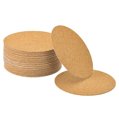 40Pcs Self-Adhesive Cork Round, 4" Cork Backing Sheets Cork Coasters - Brown