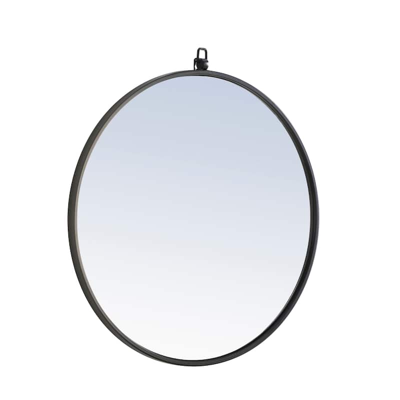 Strick & Bolton Patti Metal 24-inch Round Mirror with Decorative Hook