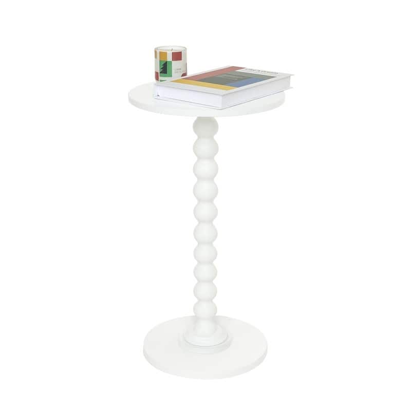 Round Side Table - 11.8"D x 11.8"W x 21.6"H - White