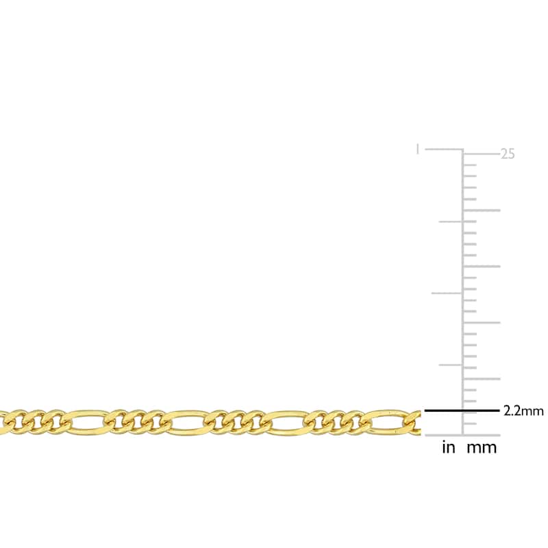 Miadora 2.2mm Figaro Chain Anklet in Yellow Silver - 9 in